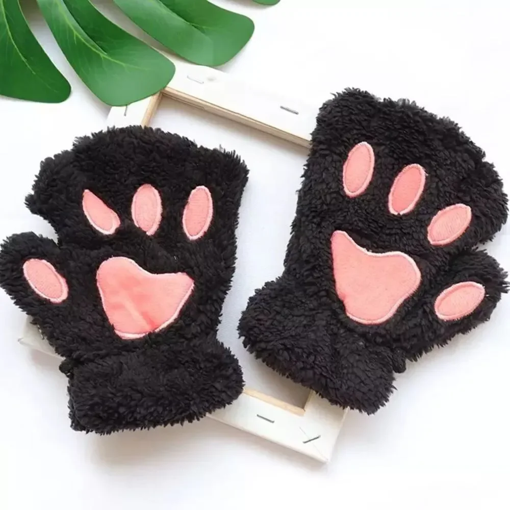 🆕Black Fingerless Cat Paw Gloves